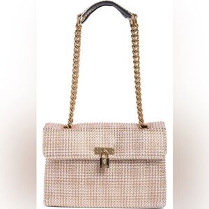 Kurt Geiger London Brixton Lock Shoulder Bag Open Beige NWT